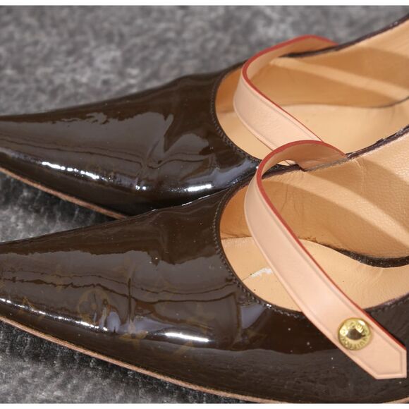 LOUIS VUITTON LADIES PUMPS HEELS LV MONOGRAM PATENT 38.5 / 8.5 BOX AND BAGS INCL - Picture 6 of 11